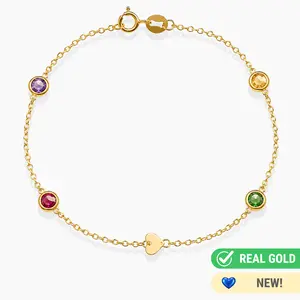 14K YELLOW GOLD ALICIA HEART MULTI-COLOR BEZEL BRACELET
