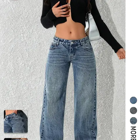 Flvsun Women's Low Rise Baggy Jeans - Lady's Loose Washed Stretch Denim Bottoms, 2000s Baggy Fit Streetwear, Minimalist Urban Pants, Black Easter & Thanksgiving Wear,sohochic