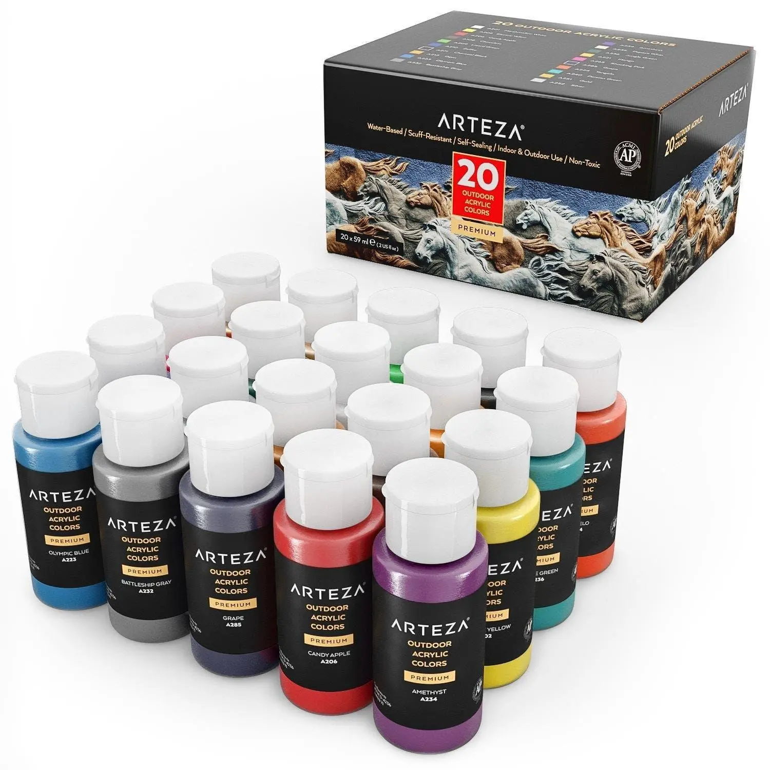 Arteza® Outdoor Acrylic Paint Set, 20 pc - ARTZ-8661, Durable DIY Painting Supplies for Garden Decor, Signs & All Ages