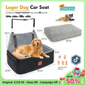 ZVRpet 2-in-1 Pet Car Seat Double Car Dog Bed for Back Seat  29.5”  Holds 1 Large Dog (up to 65 lbs) or 2 Small-Medium Dogs Comfortably Includes 2 Leashes