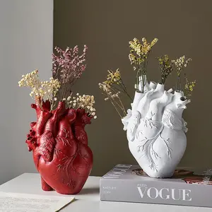 Simulation Heart Modern Plant Vase Flowerpot Resin Ornament Arts And Crafts Originality Home Desktop Flower Arrangement Decoration Gift