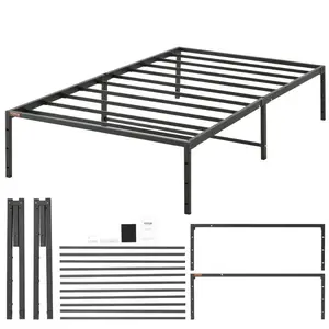 14-Inch Twin Minimalist Platform Bed, No Box Spring Needed, Embedded Mattress Foundation with Steel Slatted Base Support, Easy Assembly, Noise-Free, Functional Platform Bed Design