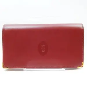 Pre-owned other Small Leather Goods Cartier Long Wallet Bordeaux Leather 5521060 12246329812/563142