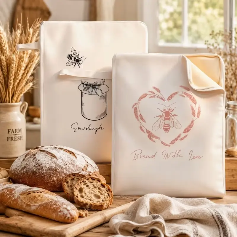 2 Pack Bread Bags for Homemade Sourdough Bread, 17'x13' Large Reusable Linen Bread Bags with L-Shaped Zipper, Gift for Home Bakers, Bread Enthusiasts Perfect for Housewarmings, Birthdays and All Holiday Gifting sohochic