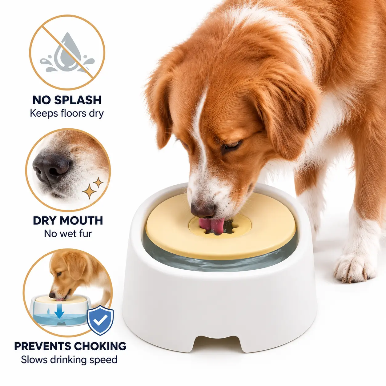 slobber stopper water bowl,No-Spill Water  - Anti-Splash Floating , Slow Drinking  Feeding Accessory for Low-Profile    nutrition post-op outdoor petessentials cute liquid  multi-layer filtration system shopping  portable  dog enrichment best cat