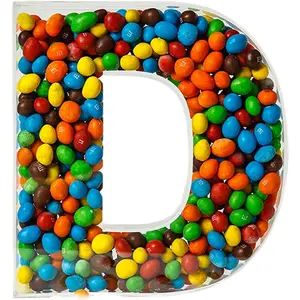 Fillable Alphabet Acrylic Tray Letter Candy Jar Reusable Party Food Jar with Magnetic Lid 10-Inch Sealed Decorative Box (D)
