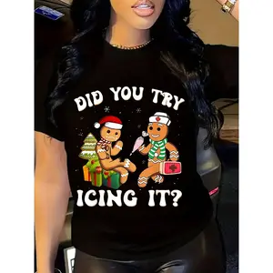 Funny Gingerbread Nurse & Doctor Christmas T-Shirt -  Holiday Humor Gift For Nurses, Doctors, And Christmas Lovers - Festive White Tee With Gingerbread Characters And Snowflake Design - Perfect For Christmas Parties