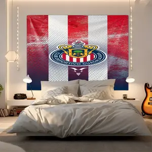 Mexican Football Club Guadalajara Chivas Themed Tapestry,Wall Hanging Tapestry,Fan Exclusive Wall Decoration,Suitable for Home Decoration on Game Viewing Days and Birthday Celebrations,Perfect Gift for Family or Friends