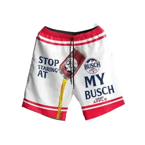 4 STYLE Busch Apple Hawaiian Shorts, Tropical Beer Beach Shorts, Funny Beer Lover, Summer Mens Swim Trunks, Vacation Party Outfit