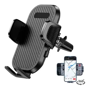 360° Rotation Navigation Holder Carbon Fiber Car Air Vent Clip On Phone Mount, One-Touch Release, Shockproof Phone Holder Stand, Universal Fit for iPhone 11-17 Series Samsung S20-S24 Series Google Pixel 4-7 Series All 4-7" Smartphones