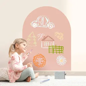 Home Decor Magnetic Wall Decal Arch for Kids, Chalk Board Sticker,  31" X 39" Camel Pink Decor Decorative Minimalist Ornaments stick wall decals Removable girl room accessories kitchen decor