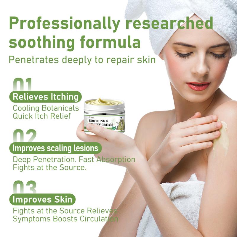 Umex Soothing & Relief Cream with Honeysuckle & Peppermint 30g 100% Natural Plant Extracts Gentle for All Ages Fast Acting Relief for Itching Hydrates Dry Sensitive Skin Therapeutic Treatment for Eczema Psoriasis - Wellness