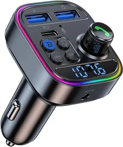 Bluetooth.Car Adapter, PDW Super Fast Charging Transmitter for Car, Bluetooth/U Disk Playback, HandsFree Calling, AUX Adapter
