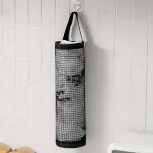 Mesh Hanging Plastic Bag Holder,Trash Bag Organizer, Mesh Hanging Storage Dispenser, Kitchen Organizer, Kitchen Utensils & Gadgets, Household Items