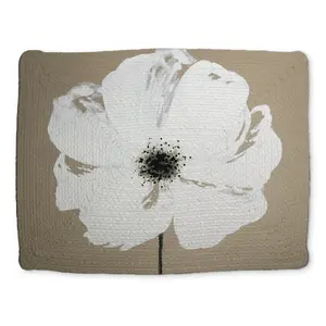 Begin Home Decor CBPM14181V3NKE 14 x 18 in. Abstract Color Splash Flower White Braided Polyester Placemat