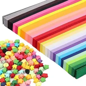 1030 Sheets Star Origami Paper 27 Assortment Color Star Paper Strip Double Sided Origami Stars Paper Solid Color Lucky Star Decoration Paper Strips DIY Hand Art Crafts