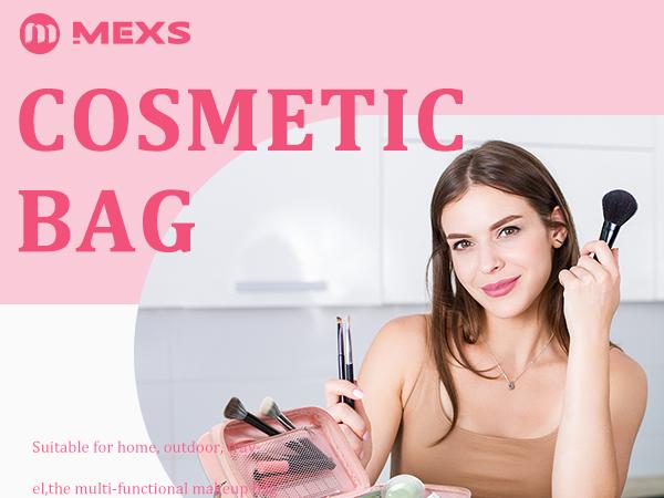 Mexs Travel Cosmetic Bag 5.5L Women Portable Makeup Case Organizer Wide-open Toiletry Pouch for Cosmetics Toiletries