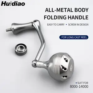Huidiao Saltwater Big Game Spinning Reel Handle Aluminium Screw-in Rocker Arm with CNC Metal Ball Knob Corrosion-Resistant for Inshore & Offshore Fishing