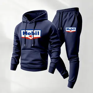Men’s Casual Hoodie and Jogger Set Streetwear Sports Tracksuit Two Piece Outfit Autumn Winter Pullover Hooded Sweatshirt Matching Sweatpants Comfortable Athletic Lounge Set Gym Running Training Daily Wear Fashion Outfit for Men