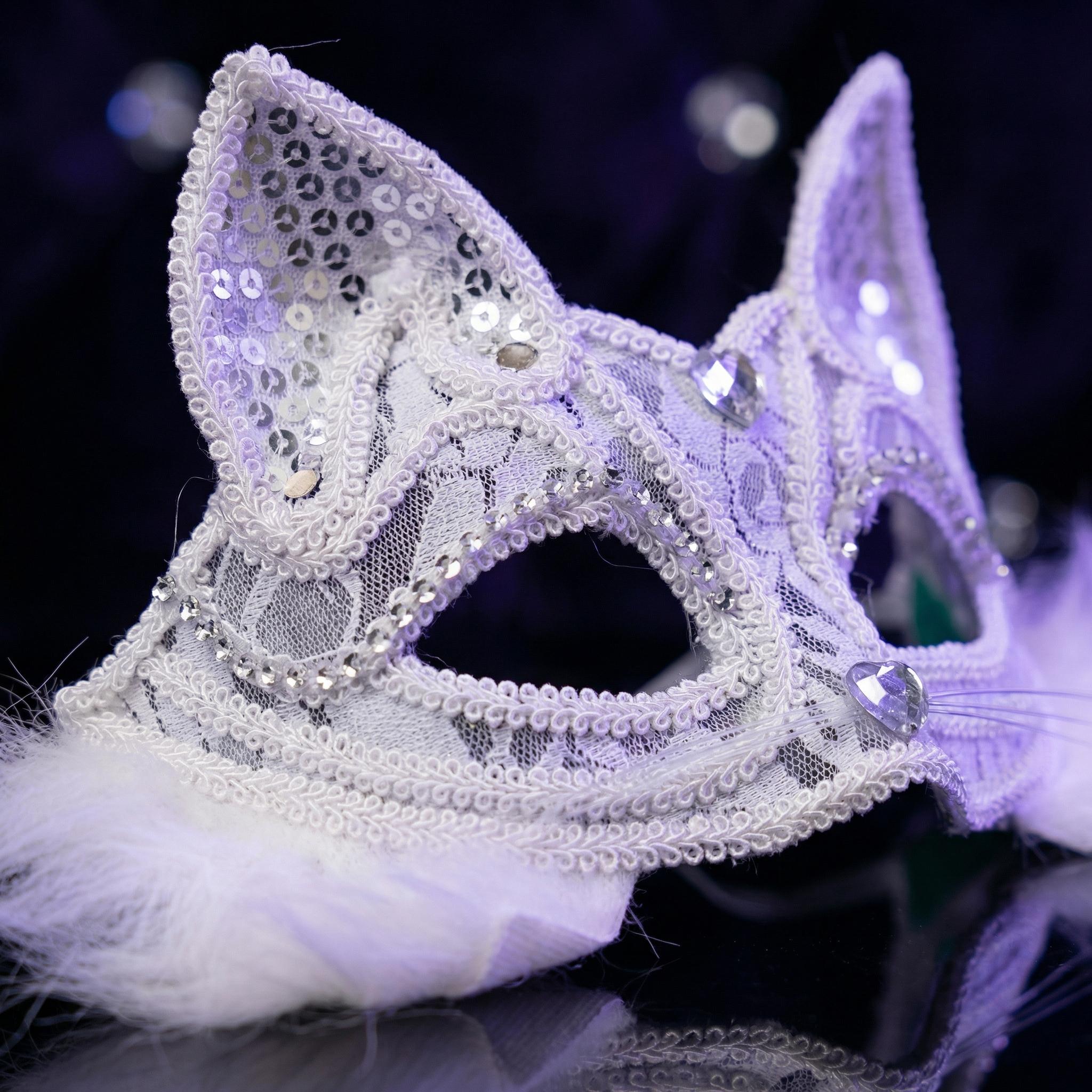 Lace Half Face Cat Mask, Sexy Masquerade Eye Mask with Beads Decoration, Venice Style Fox Animal Mask, Women's Fancy Dress Party Prop, Halloween Cosplay Costume Accessory, Carnival Ball Stage Show Prop Accurate Portable Vibrant flying balloon party hat