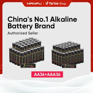 NANFU AA & AAA High-Performance Alkaline Batteries Combo Pack , 36 Double AA Batteries and 36 Triple AAA Batteries for Home and Office, 10-Year Shelf Life,Non-rechargeable