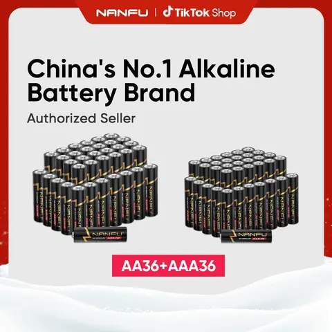 NANFU AA & AAA High-Performance Alkaline Batteries Combo Pack , 36 Double AA Batteries and 36 Triple AAA Batteries for Home and Office, 10-Year Shelf Life,Non-rechargeable