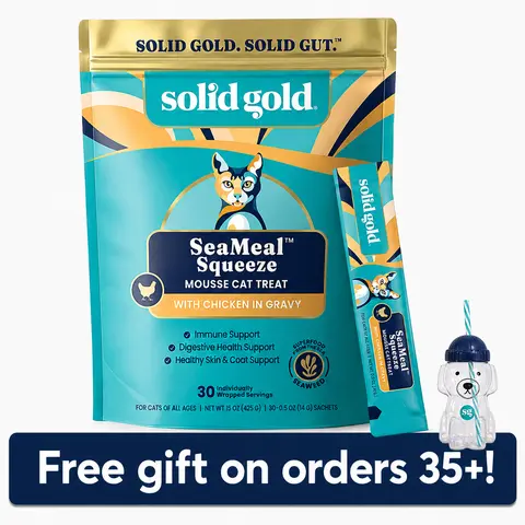 Solid Gold SeaMeal Squeeze Chicken Flavor Mousse Treat for Cats with Seaweed & Flaxseed for Immune Support & Healthy Coat