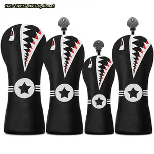 Shark Design Golf Club Cover, Suitable for Male & Female Outdoor Enthusiasts, Fairway Wood Hybrid Club Head Covers, 1pc/3pcs Set, Golf Accessory