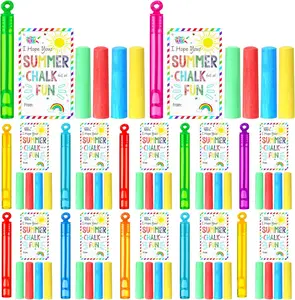 36 Pcs Gift Set Includes 12 Sidewalk Chalk 12 Mini Bubble Wands 12 Fun Blessing Cards for Party Graduation Supplies Circular Style