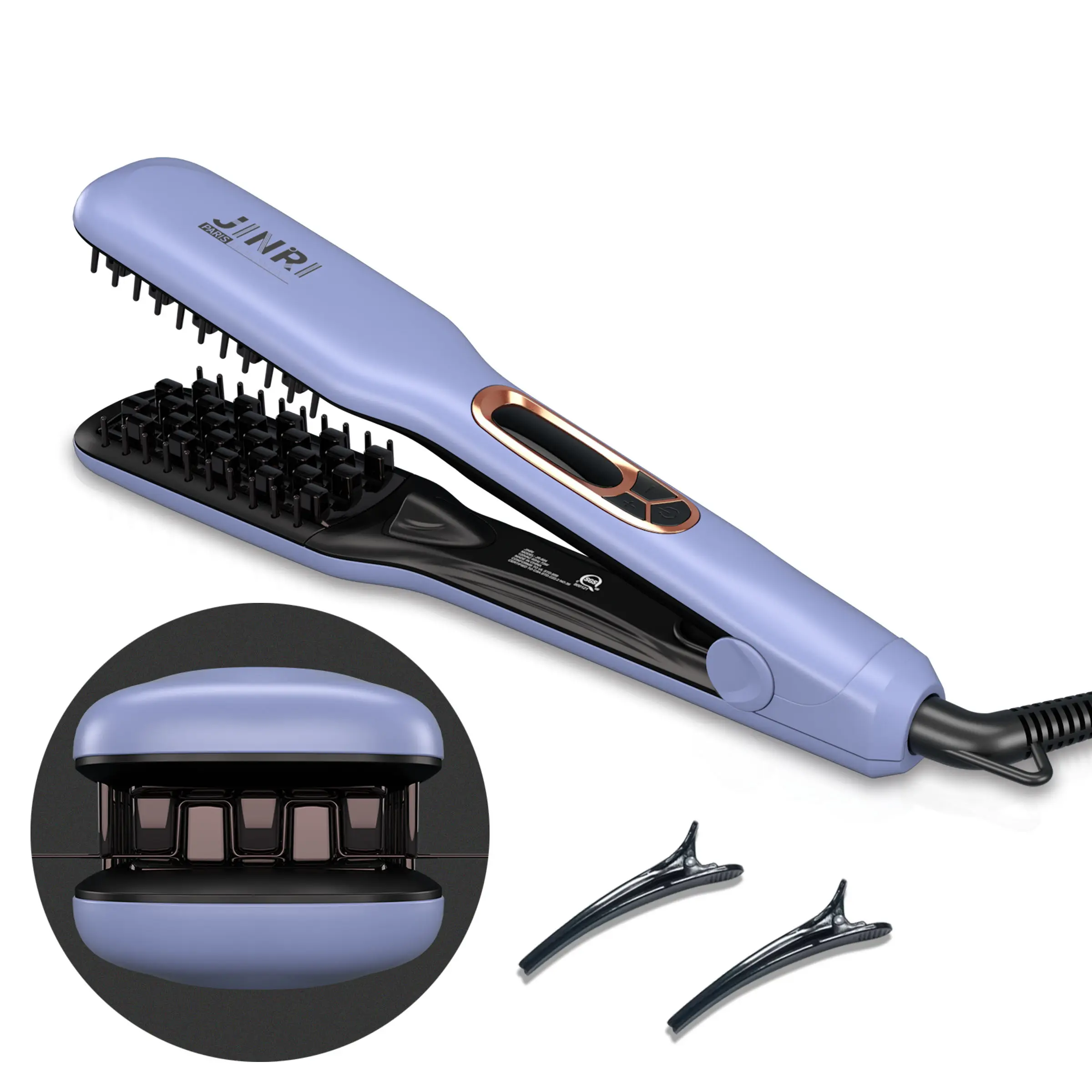 JINRI Professional Volumizing Ceramic Hair Iron，Adjustable Temp，360 ° Tail Rotation，Lasting Hair Volume，for Short Or Thin Hair，Purple waver be stope