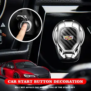 Cadillac Car One-Button Start Carbon Fiber Color Protection Cover, Ignition Switch Decoration, Automotive Interior Modification Part, Car Interior Decorative