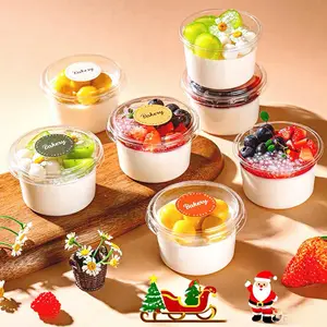 50/100 Piece Cupcake Cups Set with Flat Lids, Cream Cheese Chocolate Ice Cream Cups, 5oz/150ML Takeaway Boxes, Frozen Drink Cups, Plastic Dessert Cups