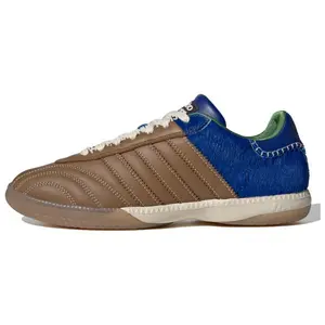 Wales Bonner x Adidas Originals Sambae Comfortable and Stylish IC/IN Cushioned Durable Football Shoes for Men and Women in Brown and Blue Trending Shoes, House White Official Shoes to Get / Maison Mihara