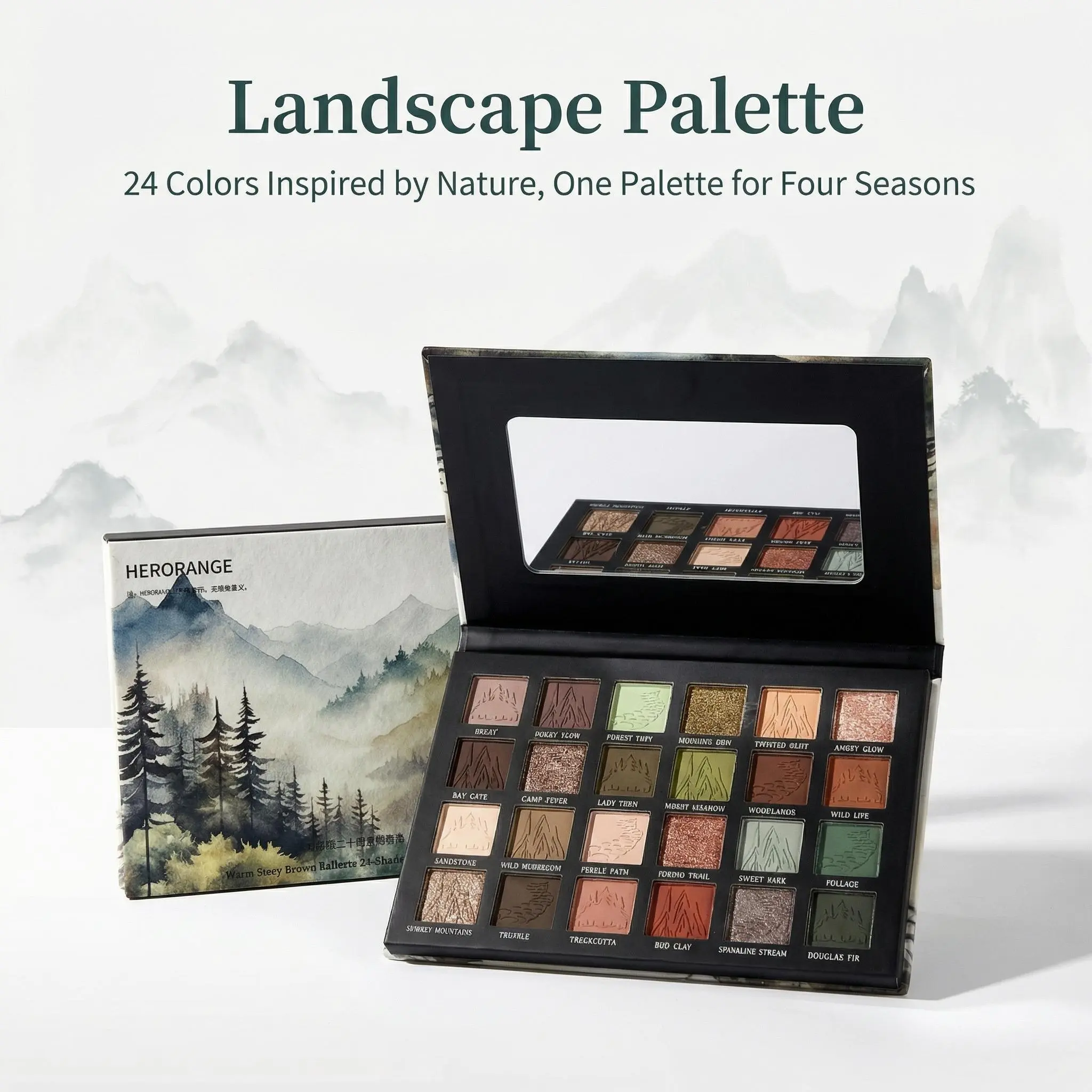 HERORANGE 24-Color Warm Rose Brown Eyeshadow Palette｜Matte & Shimmer Toasty Shades｜All-in-One Nude Neutral Face Makeup｜Highly Pigmented Long-Lasting｜Day to Night Office & Party Essential｜With Brush Set｜#neutralmakeup #eyeshadowpalette!