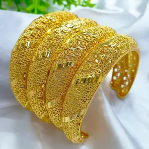 African Gold Color Bangles For Women Indian Middle Eastern Nigerian Wedding Luxury Plated Jewellery Brazilian Bangles