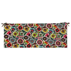 RSH Décor Foam Bench Cushion for Indoor Outdoor Use, 38” x 18” x 3”, Fiesta Floral Design, Made in USA