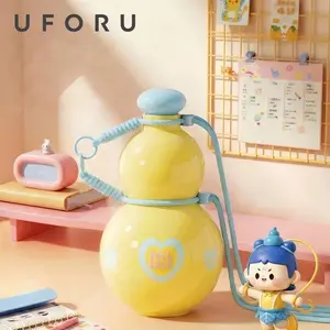 UFORU 880ml Tritan Gourd Water Bottle, BPA-Free Portable Jug with Strap, Cute Chinese Style Cup for Travel