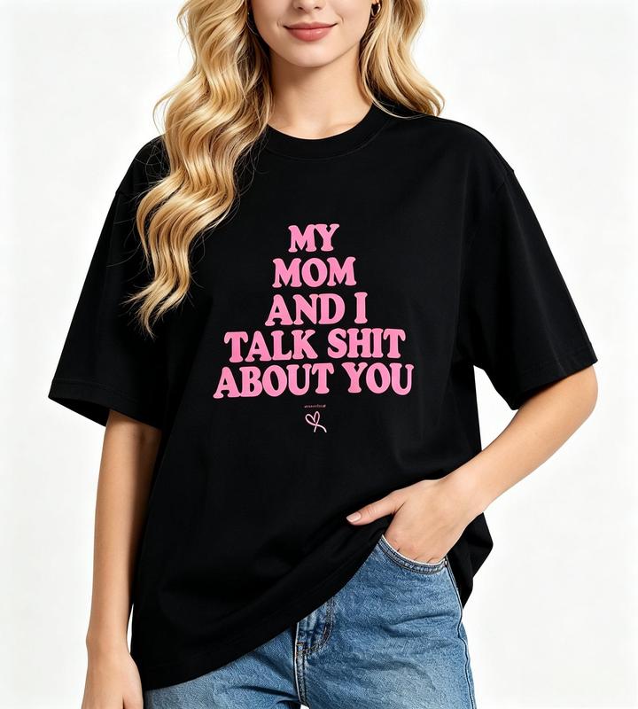 Women's Funny Mom Graphic T-Shirt - Casual Cotton Fabric Top, Short-Sleeve Crew Neck, Comfortable Fit for Mother-Daughter Humor