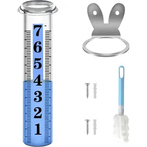 Accurate Rain Gauge Outdoor,7" Rain Gauges Outdoors  Rated with Stainless Steel Rack Holder, Thickened Plastic Large Precise rain Measure Guage for Yard Fence Garden Lawn Farm