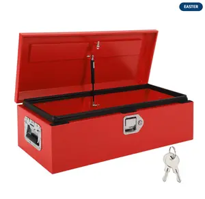 39"x13"x9.6" Truck Bed Tool Box, Heavy-Duty Steel Metal Storage Box with Orange Peel Finish for Pickup, RV, and Trailer, Red