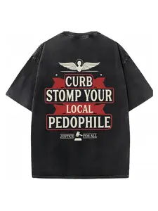 Child Protection Advocate Gift T-Shirt, Vintage Washed Oversized Tee for Parents, Anti Child Abuse Awareness Top, Cool Shirts, Casual, Summer Round Neck Short Sleeve, Sports Shirt, Workout T-shirt