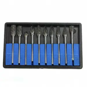 10Pcs Tungsten Carbide Rotary Burr Set 1/4 Inch Shank Die Grinder Bits Metal Carving Polishing Cutting Tools