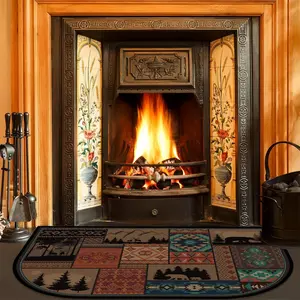 Fireplace Hearth Rug, Home Decorative Rugs, 1 count fireplace mat, soft non-slip rug, decorative non-slip floor mat, machine washable and easy to clean, suitable for fireplace area, kitchen, bathroom, living room, indoor and outdoor
