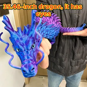 [With Eyes] 35.43-inch blue-purple 3D-printed dragon