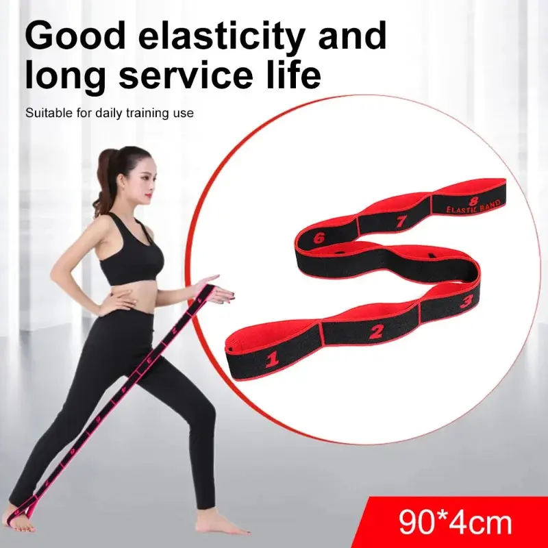 with 8 Sections Dance Resistance Band Yoga Stretching Pilates Fitness Digital Elasticity Elastic Stretch Training Tension Belt exercise  equipment Rotating mat strength gym