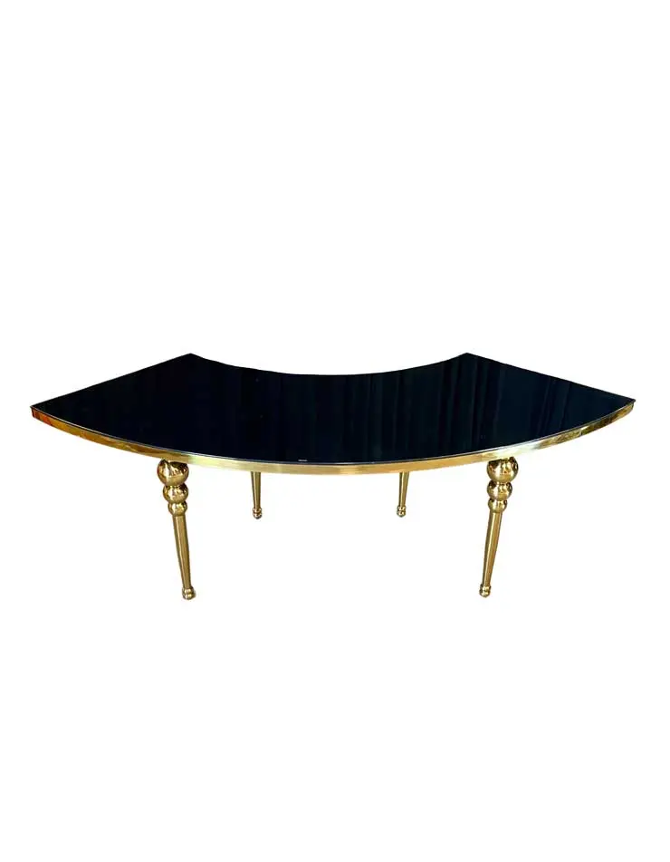 Half Moon Black & Gold Serpentine Banquet Table