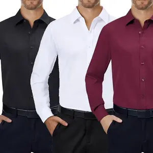 3-Pack Alimens&Gentle Mens Dress Shirts 4-way Streth Long Sleeve Collared Solid Wedding Dating Button Down Shirts formal shirt 3-Pack Alimens&Gentle Mens Dress Shirts 4-way Streth Long Sleeve Collared Solid Wedding Dating Button Down Shirts formal shirt