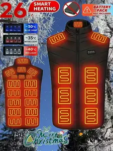 Men's Fitted Heated Vest, Electric Heating Vest, Winter Heated Vest, 4 Control Switches, 3 Temperature Settings, Outdoor Leisure & Work