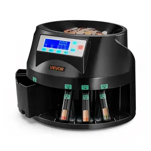 【DealsForYouDays】VEVOR Coin Counter Machine, 5 Denominations, Accurate Coin Sorter Machine, Sorts Up to 225 Coins Per Minute, USD Change Counter with LCD Display, Smooth Operation, Batch Feature, Holds 1500 Coins
