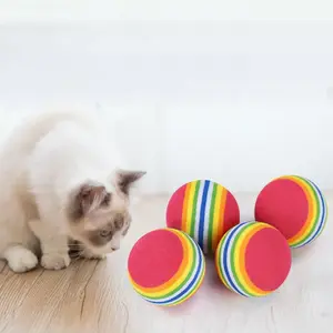 3-Pack Soft Rainbow Foam Ball for Cats Ball Toy for Pets Interactive Automatic